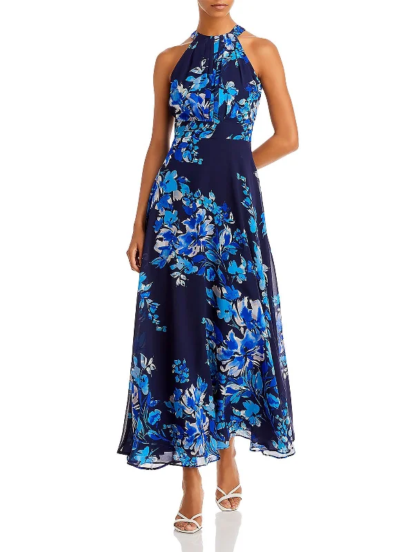 Women's Vintage-Inspired Clothing Dreamy Aesthetic Womens Floral Print Maxi Halter Dress