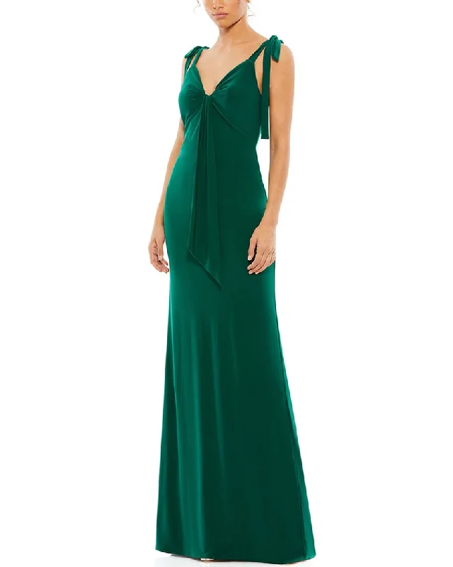 Women's Cozy Clothes Limited - Time Bundle Mac Duggal Jersey Low Back Bow Shoulder Gown