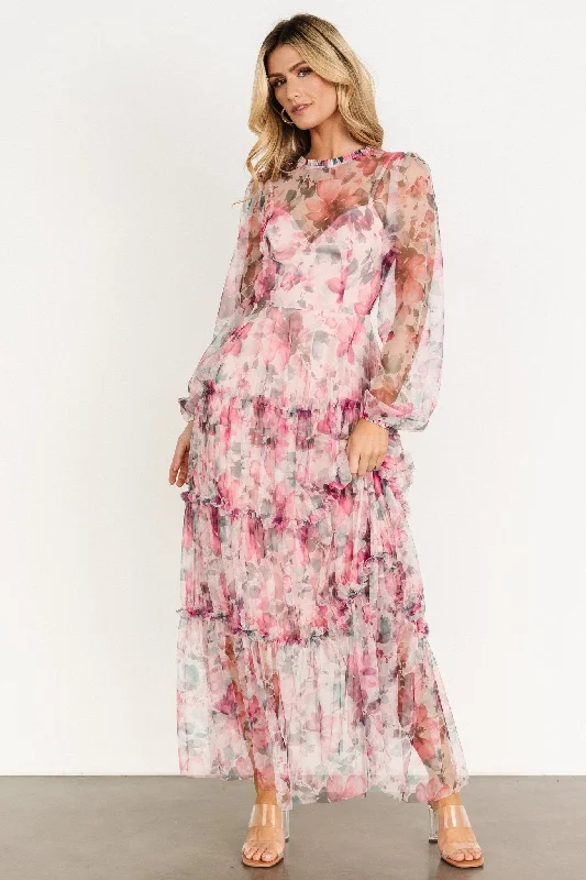 Sustainable Fashion Clothing For Women Mid - Season Sale Stephanie Tiered Maxi Dress | Mauve Floral