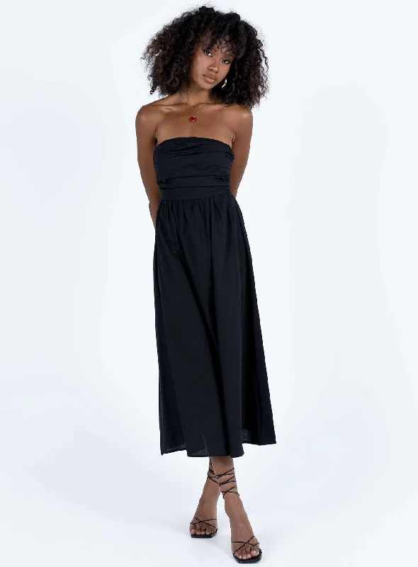 Women's Apparel Feminine Soft - Hued Look Barina Maxi Dress Black