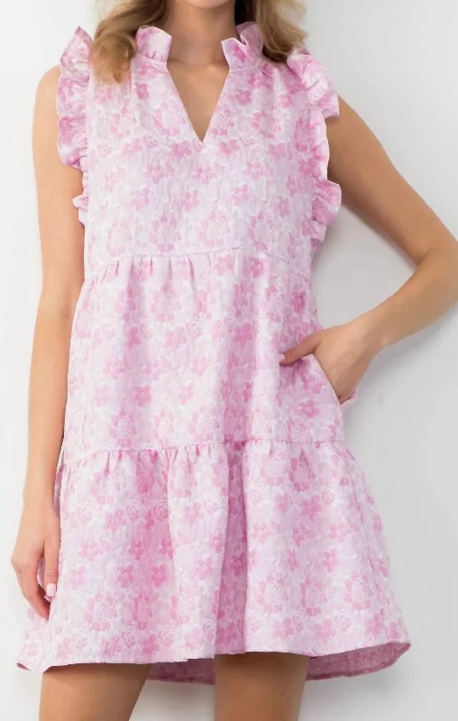 High-Fashion Women's Clothing Seasonal Trend Floral Dress In Pink