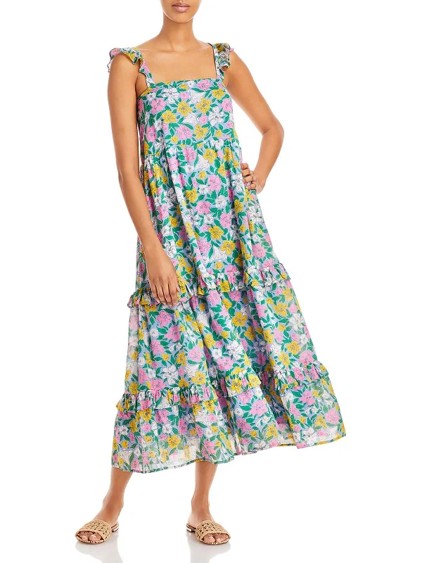 Women's Festive Attire Seasonal Trend Penelope Womens Floral Ruffled Maxi Dress