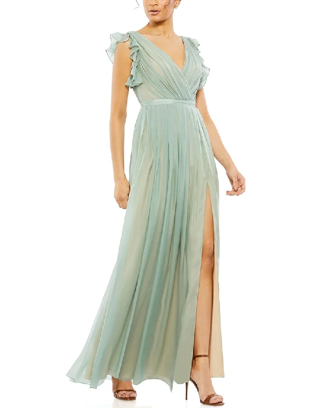 Women's Vintage Clothes Feminine Soft - Hued Styles Mac Duggal V Neck Gown