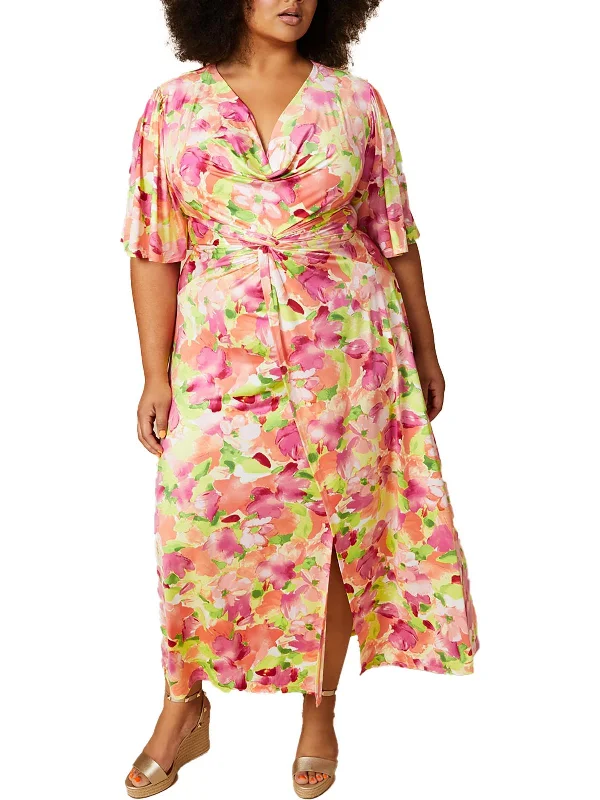 Women's Fashionable Clothing Sets Elegant Ensemble Plus Lyona Womens Floral Print Polyester Maxi Dress