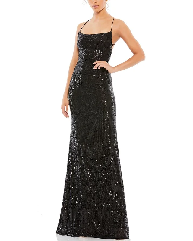 Women's Fashion Clothes Effortless Style Mac Duggal Sequined Strappy Gown