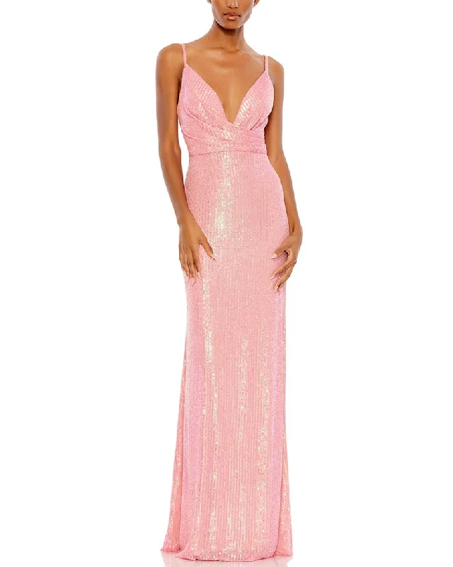 Women's Seasonal Clothes Chic Sophistication Mac Duggal Sequined Draped V Neck Gown