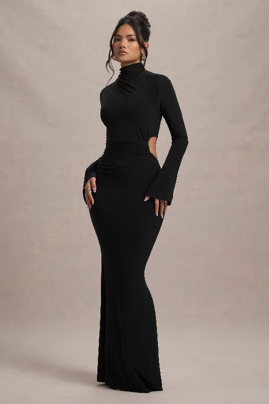 Women's Clothes And Apparel End - of - Month Blowout Anderson | Black High-Neck Cut-Out Maxi Dress