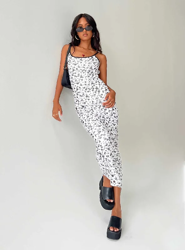 Fashionable Women's Outfit Casual Elegance Knox Maxi Dress White / Black Floral