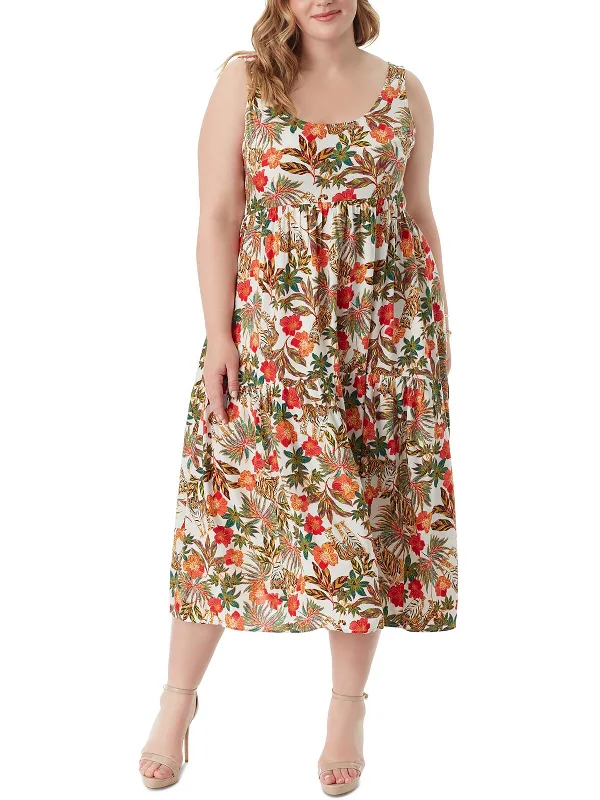 Women's Casual Wear Clothing Mid - Season Sale Plus Cheryl Womens Floral Print Viscose Maxi Dress