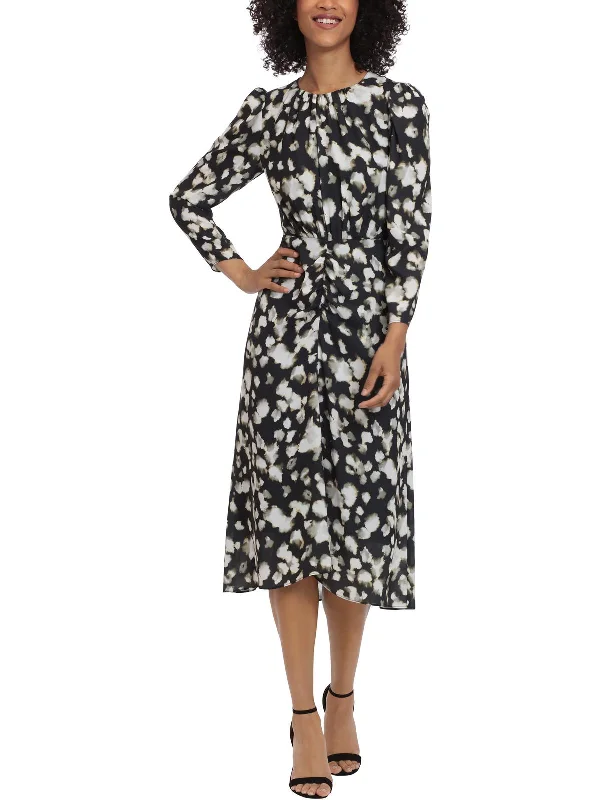 Classic Clothes For Women Chic Urban Fashion Look Womens Printed Ruched Midi Dress