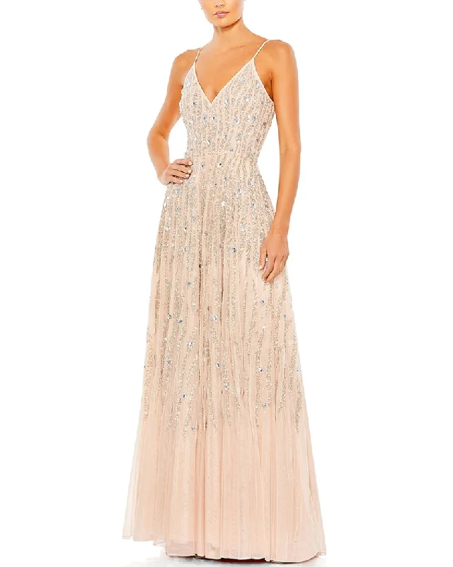 Women's Loungewear Clothes Score Big on Glamorous Red - Carpet Styles Mac Duggal Embellished V Neck Sleeveless Column Gown