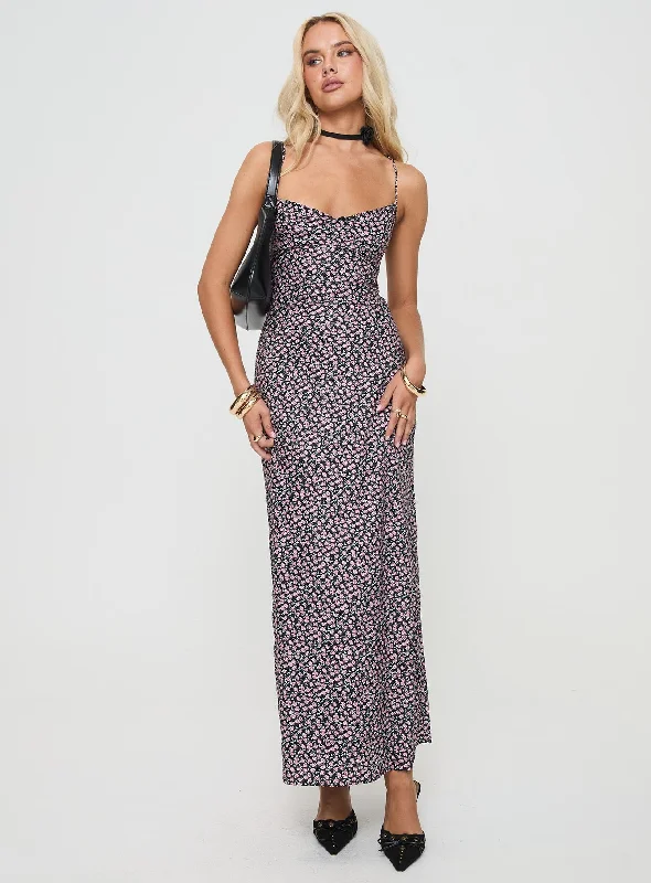 Sustainable Fashion Clothing For Women Now on Sale for Chic Urban Styles Laurent Maxi Dress Black Floral