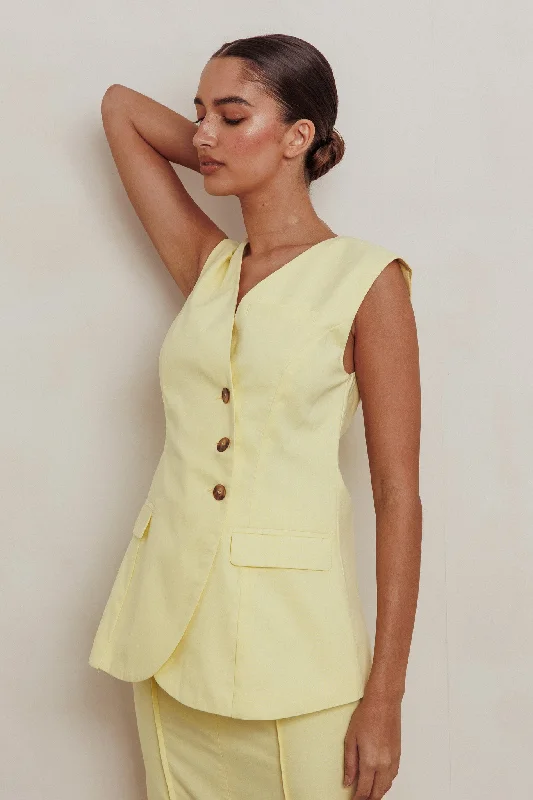 Women's Elegant Evening Attire Discounts on Casual Weekend Styles Sweet Treat Sleeveless Top Lemon