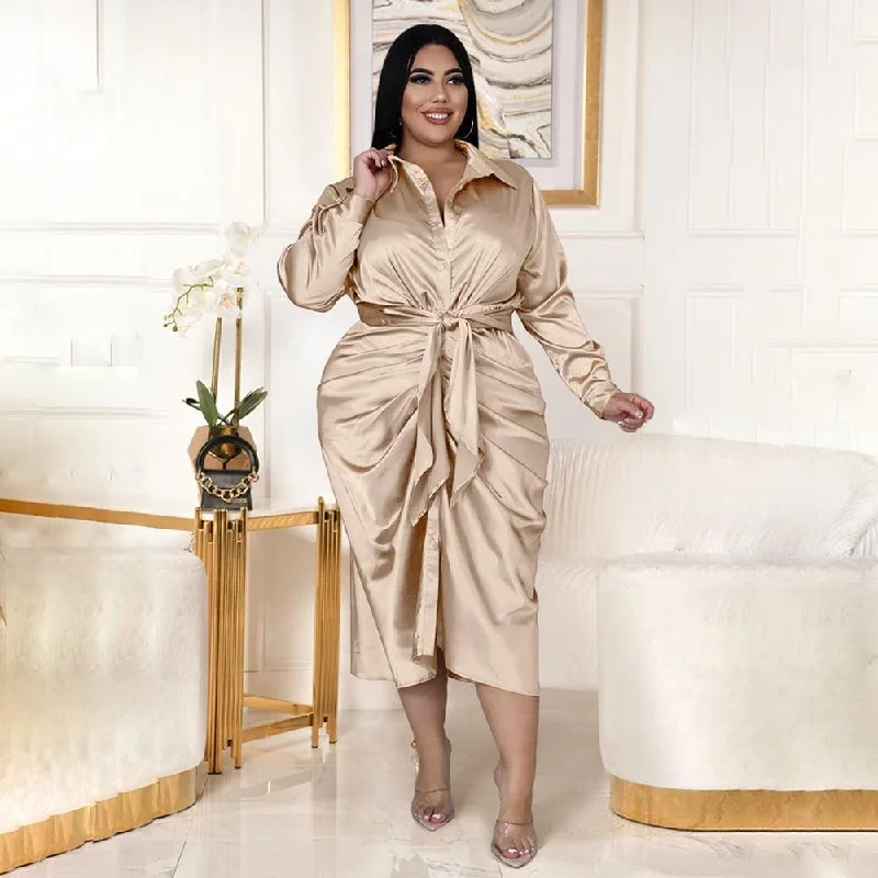 Women's Travel Attire Seasonal Trend Curvy Plus Size Shirt Dress