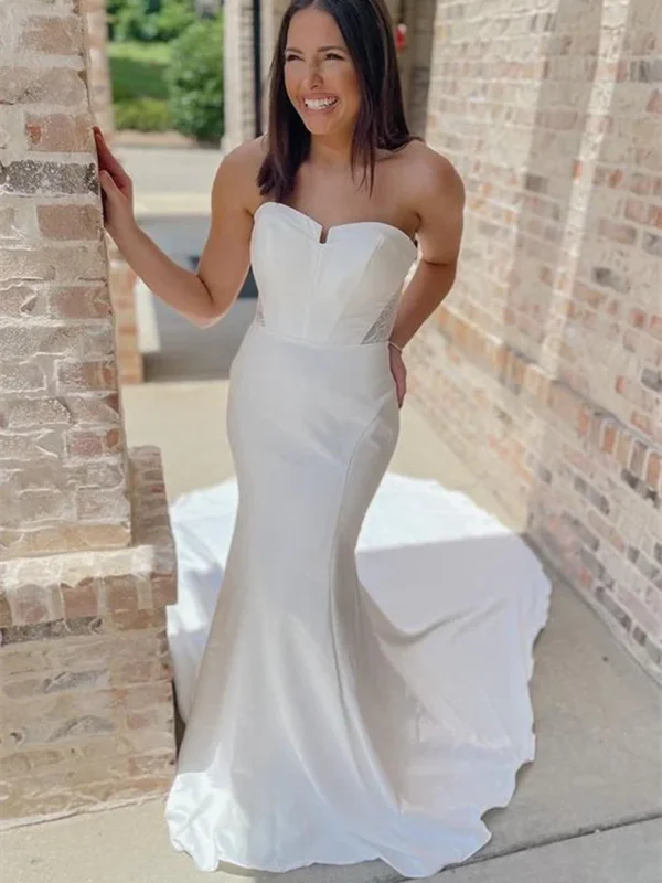 Chic Women's Garments Luxury Comfort Strapless Mermaid Newest Wedding Dresses, Simple Wedding Dresses, Fashion Bridal Gowns