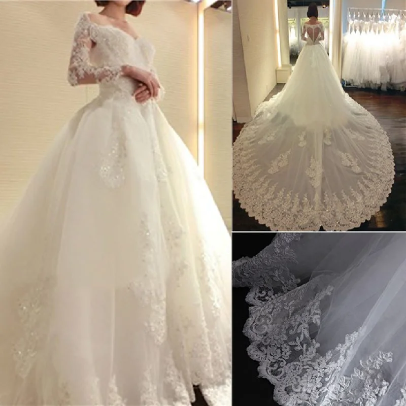 Affordable Luxury Women's Garments Contemporary Elegance Stunning Long Sleeve Unique Design Ball Gown Lace Wedding Dresses, WD0179