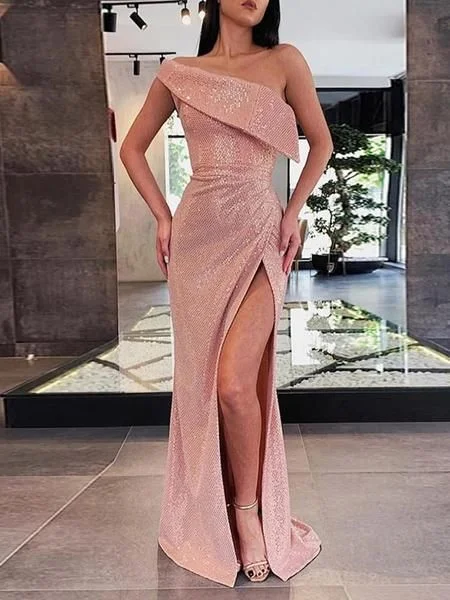 Women's Loungewear Clothes Feminine Elegance Sexy slanted shoulder slit Slim sleeveless maxi prom dress  cg6627