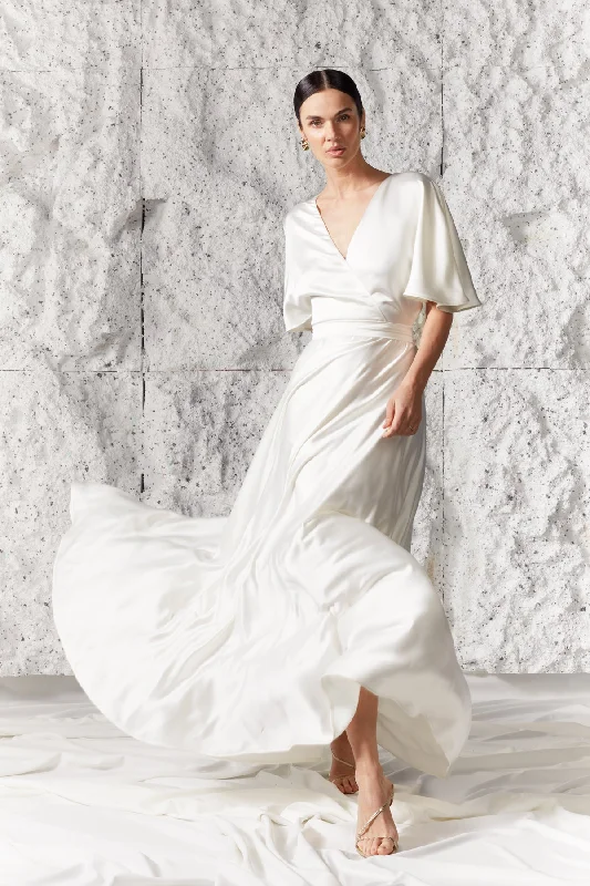 Women's Chic Outfit Classic Appeal ELISE off white maxi wedding dress