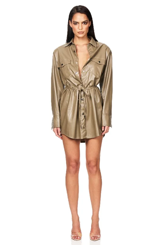 Women's High-Fashion Clothes Effortless Style Nookie Off Duty Shirt Dress - Khaki