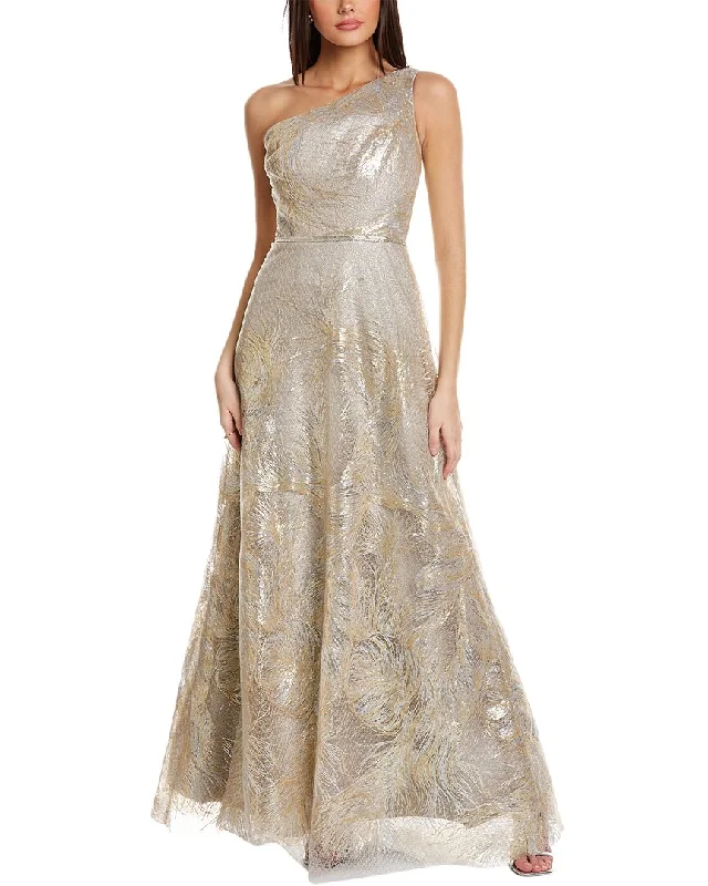 Women's Seasonal Apparel Big Savings on Minimalist Office Styles Rene Ruiz Sequin One-Shoulder Gown