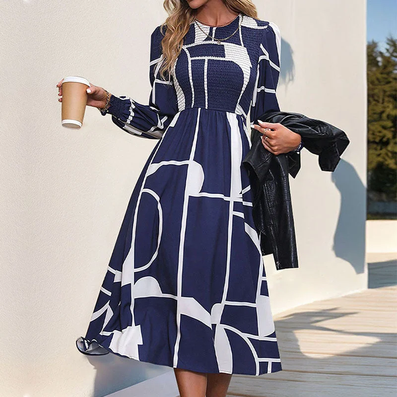 Women's Seasonal Garments Luxe Layering IKEARLAX New Hot Trade New New 2025 Autumn Women's Clothing  Collection Long Sleeve Printed Dress