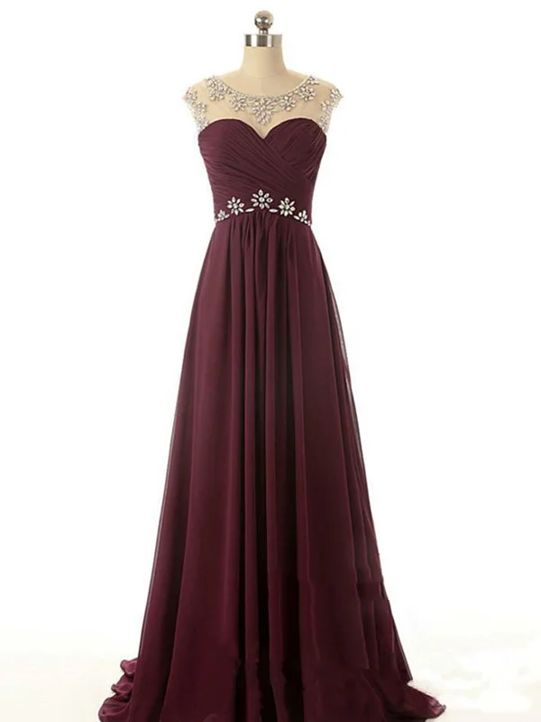 Women's Plus-Size Outfit Elevated Style A Line Round Neck Maroon Prom Dress, Maroon Formal Dresses, Bridesmaid Dresses