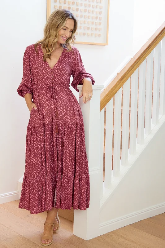 Comfortable Garments For Women Casual Elegance Makena Long Sleeve Maxi - Rose Cocoa