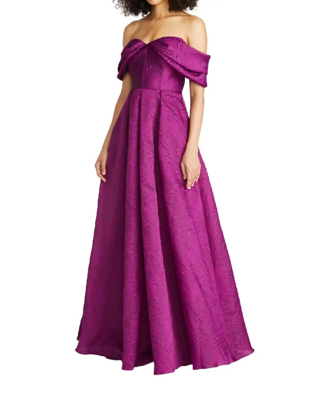 Affordable Women's Clothes Big Savings on Minimalist Office Styles Joelle Off Shoulder Gown In Deep Orchid