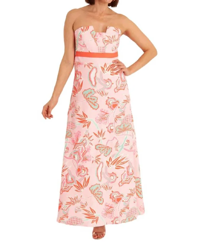 Women's Luxury Apparel Bold Patterns Cece Maxi Gown In Winifred Pink