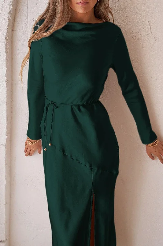 Casual Apparel For Women Rustic Countryside Charm Look Luna Midi Dress - Emerald Green