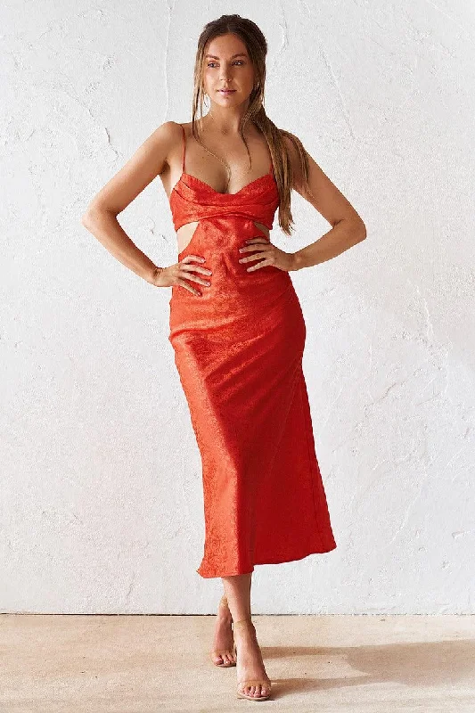 Vintage-Inspired Women's Apparel Playful Elegance Esther Slip Dress - Tangerine