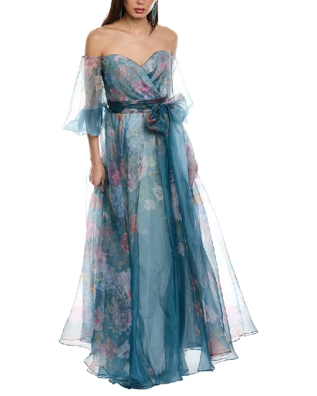 Women's Holiday Clothing Feminine Elegant Rene Ruiz Off-The-Shoulder Organza Gown