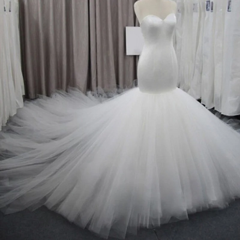 Women's Professional Clothes Elegant Contour Simple Sweetheart Tulle Bridal Gown, Perfect Dresses For Wedding, WD0073