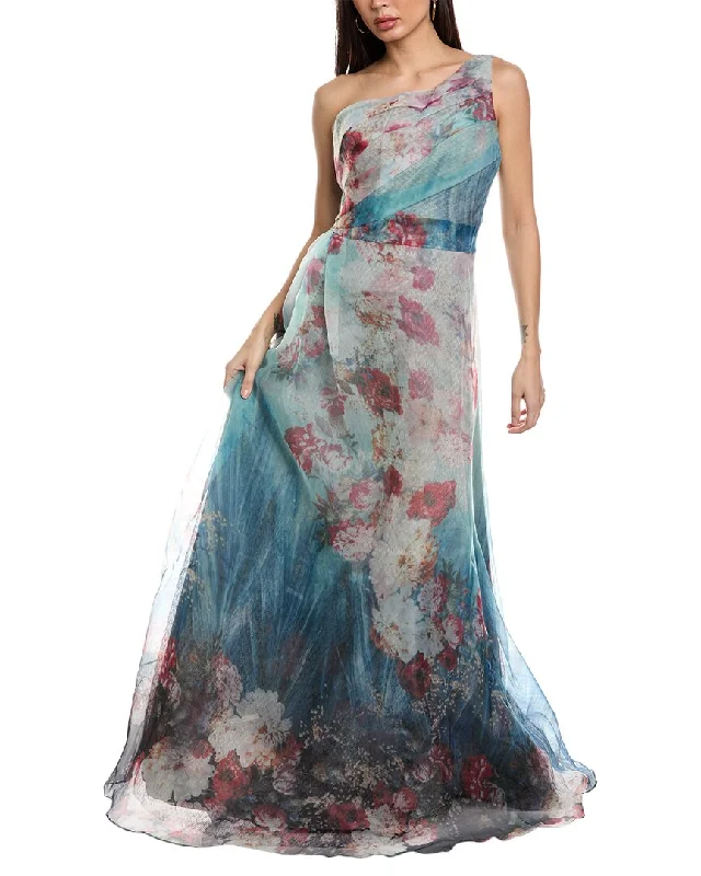 Women's Comfy Attire For Lounging Flowing Silhouette Rene Ruiz One-Shoulder Organza Gown