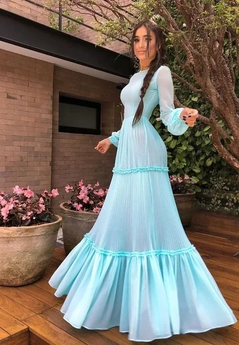 Women's Casual Apparel Chic Allure Chiffon Long Sleeves Prom Dresses   cg15832