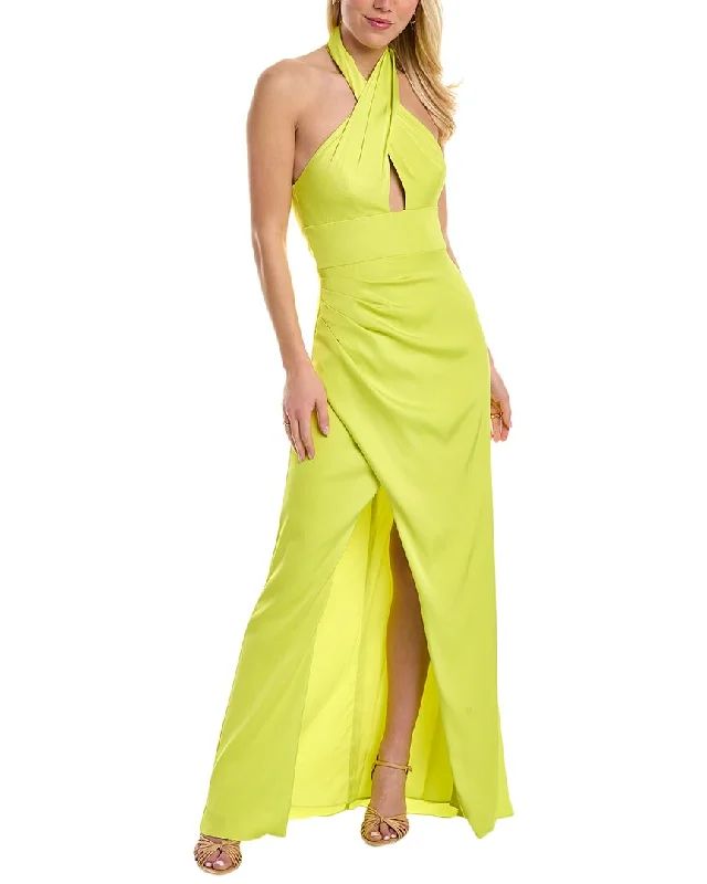 Vintage-Inspired Women's Apparel Now on Sale for Chic Urban Styles Aidan Mattox Draped Halter Gown