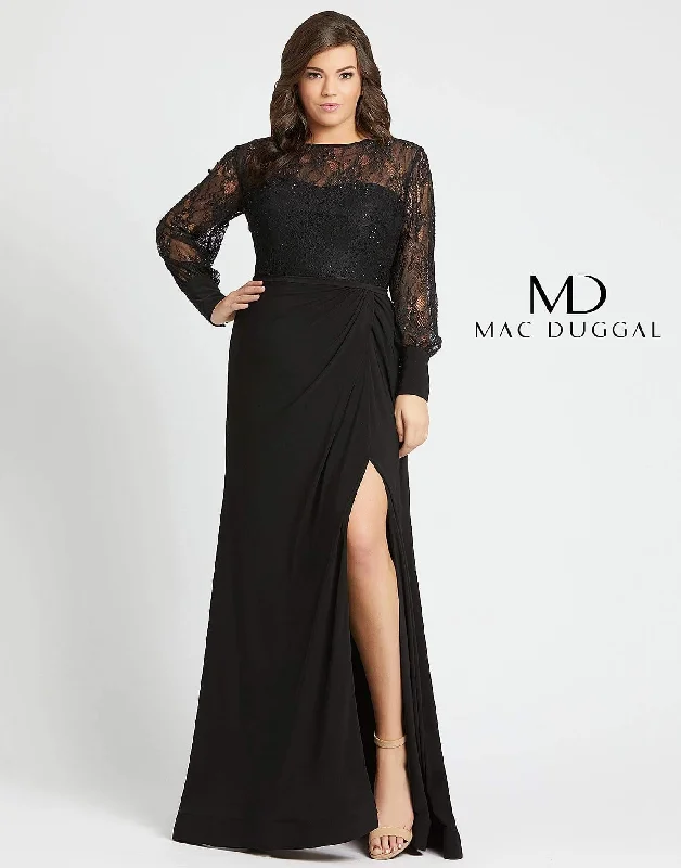 Women's Plus-Size Garments Romantic Detailing Mac Duggal 67143 Fabulouss Long Plus Size Formal Prom Dress