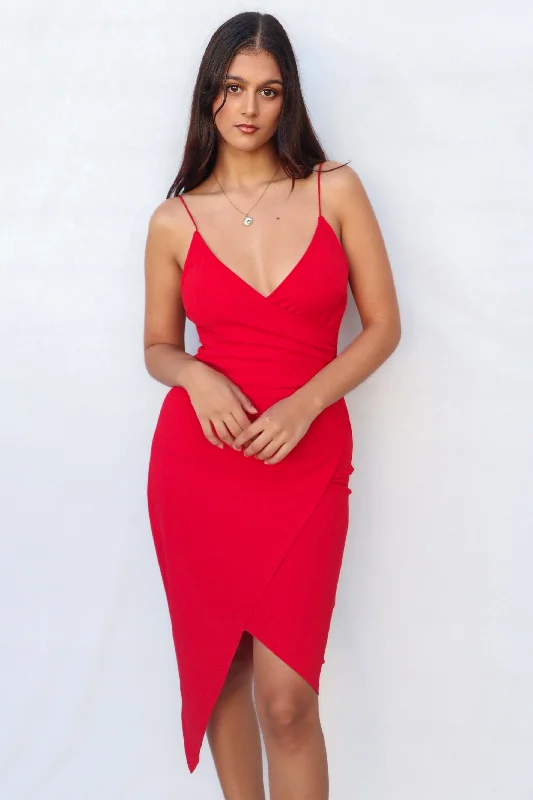 Women's Comfy Attire For Lounging Hollywood Glam Award - Show Style Kylie Bodycon Dress - Red