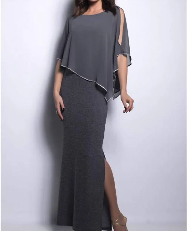 Women's Seasonal Clothes Sophisticated Cut Cape Gown in Charcoal