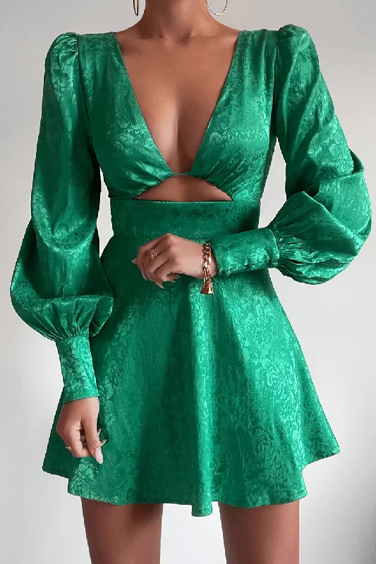 Stylish Women's Clothing Vintage Retro Party Wear Rosalie Mini Dress - Emerald