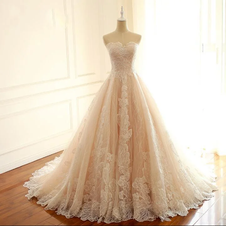 Women's Relaxed Outfit Refined Look Sleeveless Sweetheart A-Line Lace Up Back Unique Design Wedding Dresses, Newest High Quality Custom Bridal Gown, WD0285