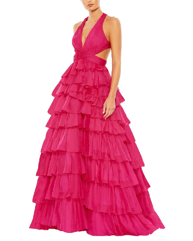 Women's Clothes For The Office Graceful Cut Mac Duggal Chiffon Layered Cut Out Ballgown