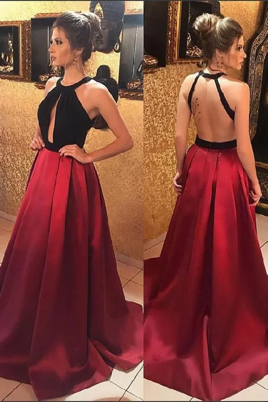 Women's Casual Wear Clothes Charming Silhouette Burgundy Prom Dress, Sleeveless Evening Dress, Sexy Evening Dress, Evening Dress Backless, A-Line Prom Dress cg621