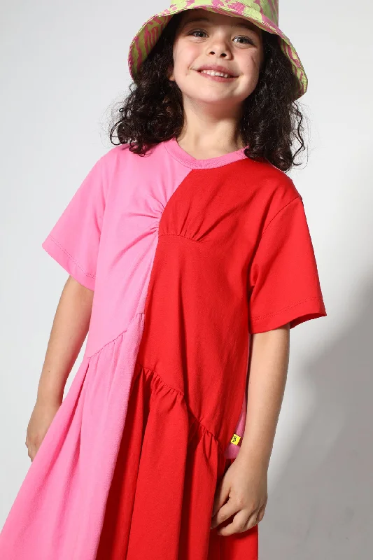 Elegant Clothing For Women Ethnic Cultural Event Wear DUO COLOUR GATHERED JERSEY T-SHIRT DRESS