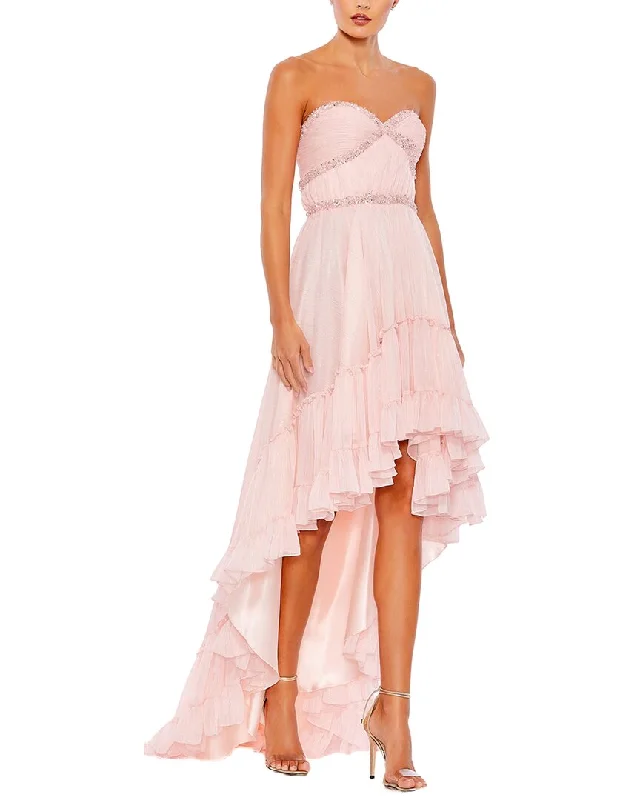 Women's Vacation Outfit Buy More, Save More Mac Duggal Beaded Strapped Ruffle High Low Gown