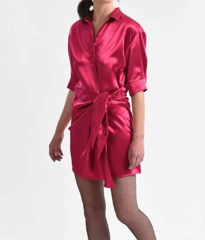 Chic Clothes For Women Early Access to Art Deco Styles Sale Satin Wrap Dress In Raspberry