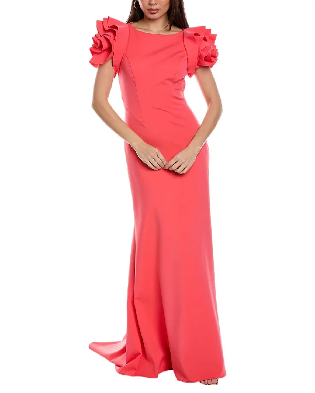 Women's Holiday Attire Timeless Elegant Rene Ruiz Rosette Sleeve Gown