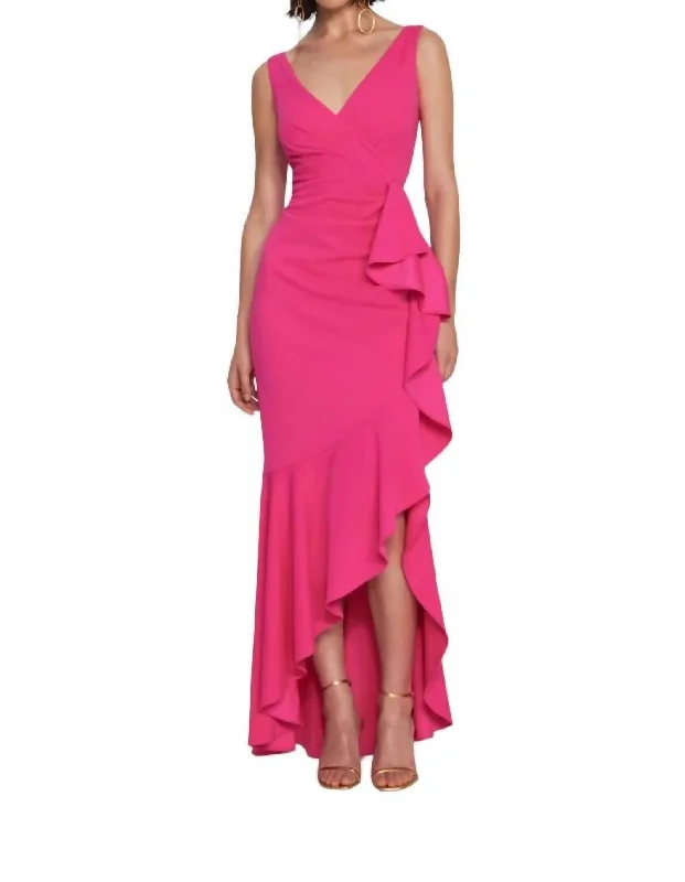 Women's Elegant Clothes Elegant Ensemble Scuba Crepe Trumpet Gown In Shocking Pink