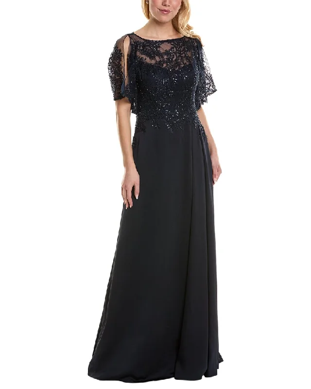 Women's Athletic Garments Elegant Ensemble Teri Jon by Rickie Freeman Beaded Gown