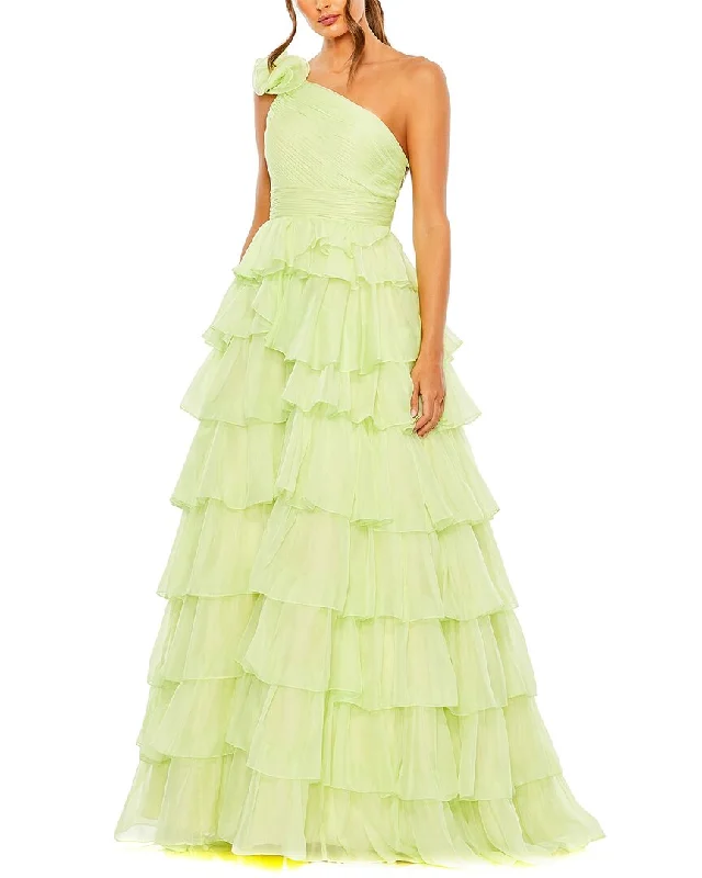 Women's Transitional Attire Feminine Allure Mac Duggal One Shoulder Ruffle Tiered Ballgown